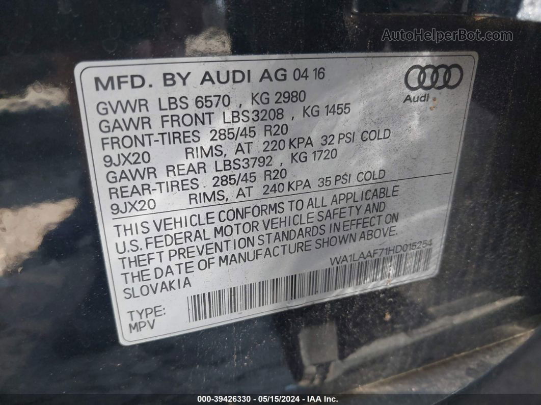 2017 Audi Q7 3.0t Premium Black vin: WA1LAAF71HD015254