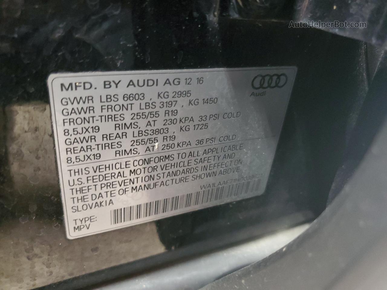 2017 Audi Q7 Premium Plus Black vin: WA1LAAF71HD039621