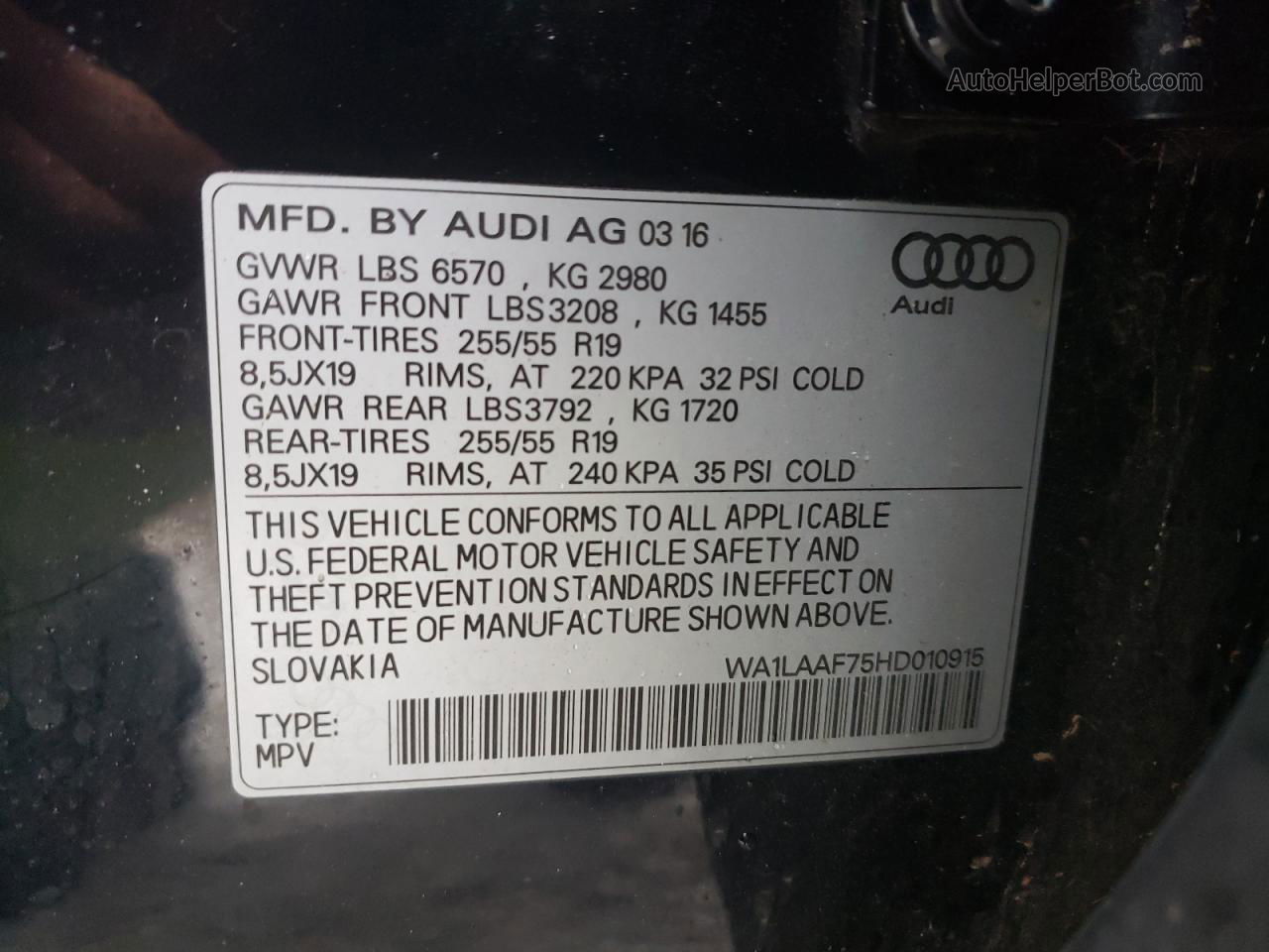 2017 Audi Q7 Premium Plus Black vin: WA1LAAF75HD010915