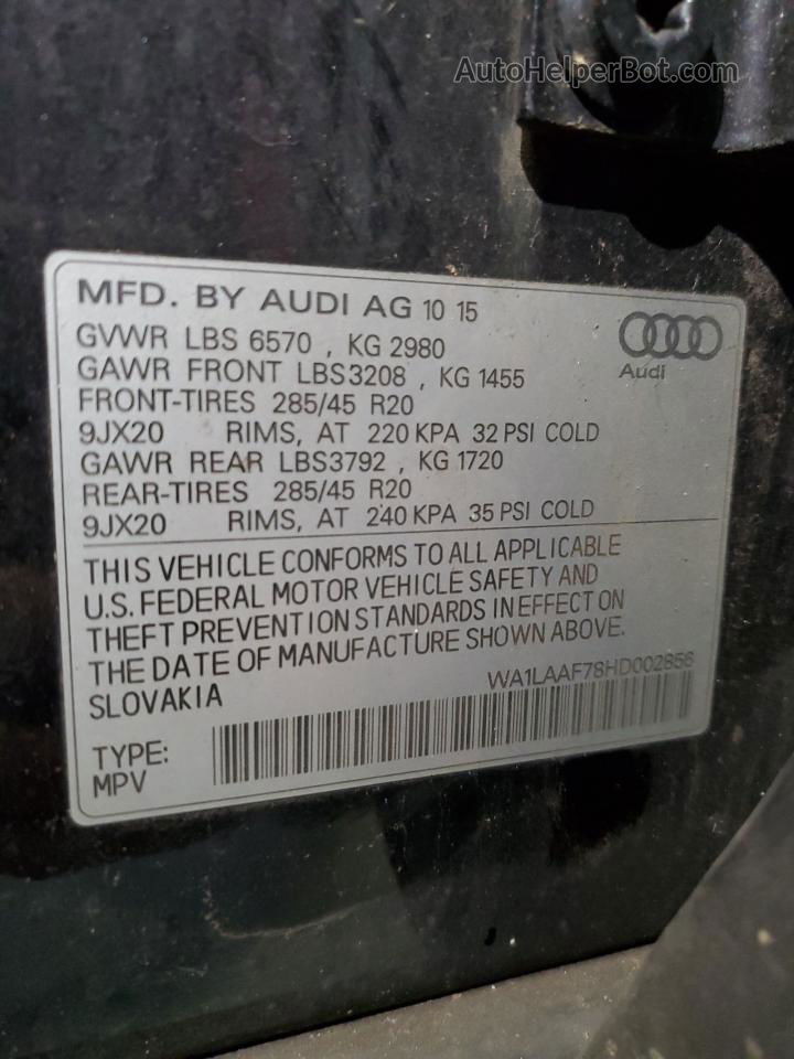2017 Audi Q7 Premium Plus Black vin: WA1LAAF78HD002856