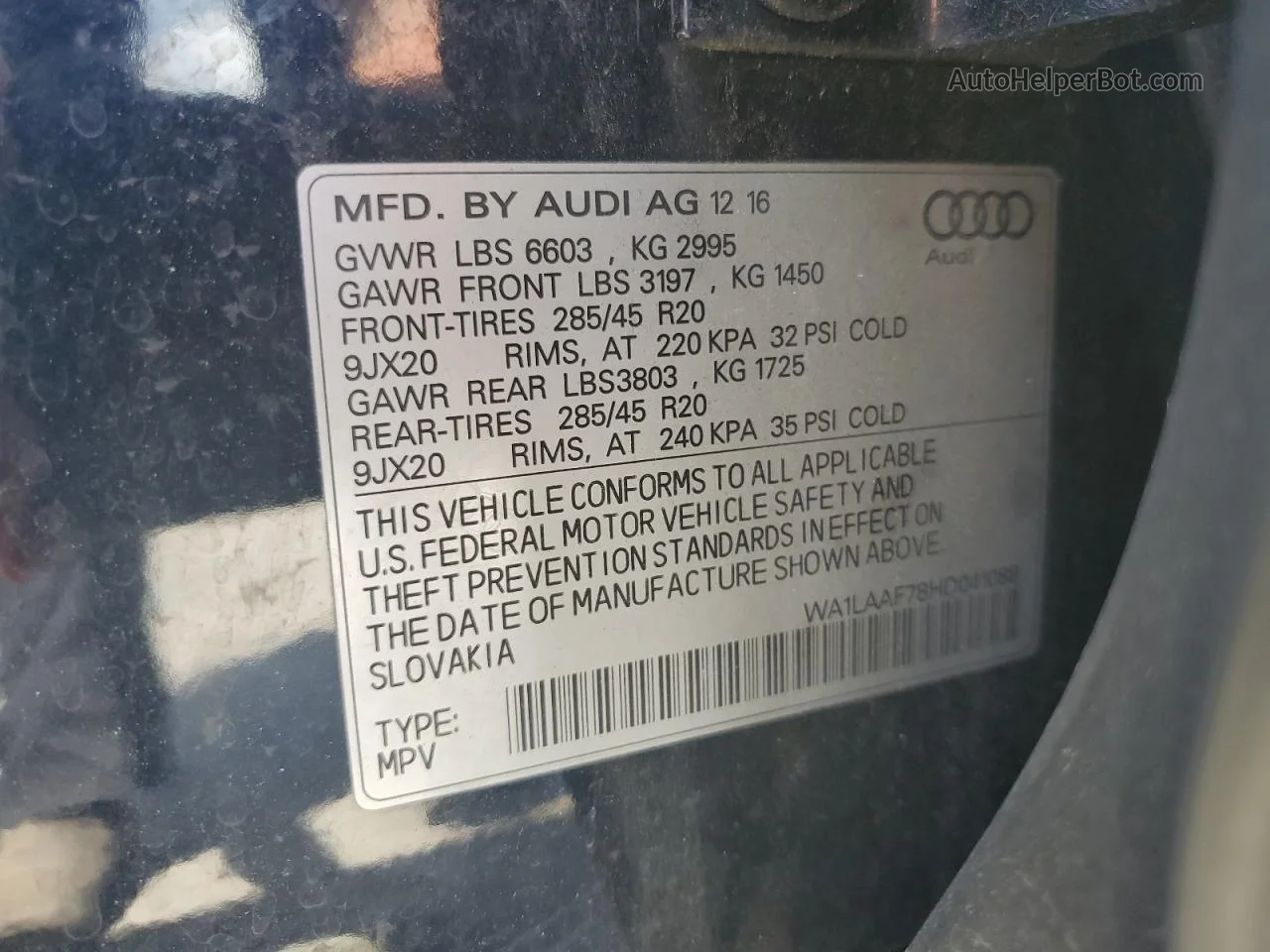 2017 Audi Q7 Premium Plus Black vin: WA1LAAF78HD041088