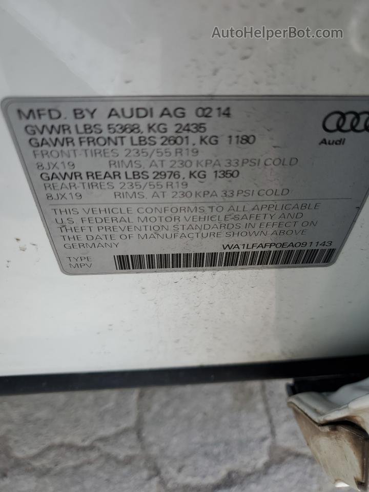 2014 Audi Q5 Premium Plus Белый vin: WA1LFAFP0EA091143