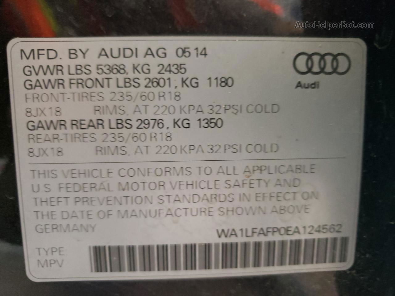 2014 Audi Q5 Premium Plus Gray vin: WA1LFAFP0EA124562