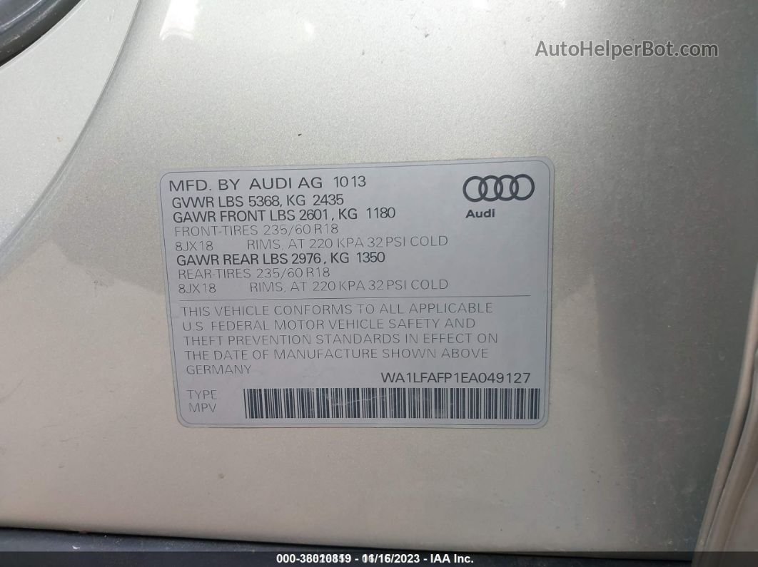 2014 Audi Q5 2.0t Premium Желто-коричневый vin: WA1LFAFP1EA049127