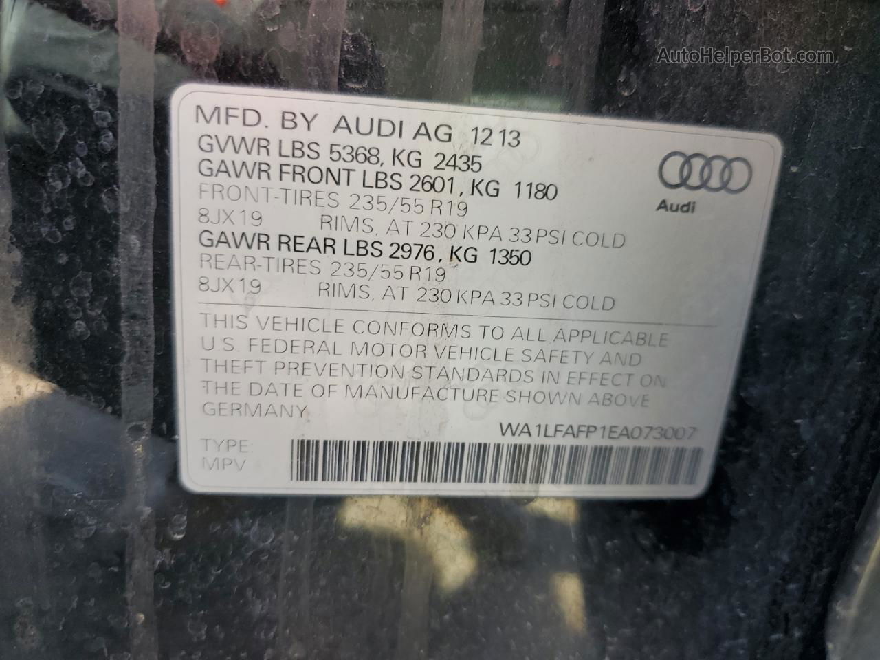 2014 Audi Q5 Premium Plus Черный vin: WA1LFAFP1EA073007