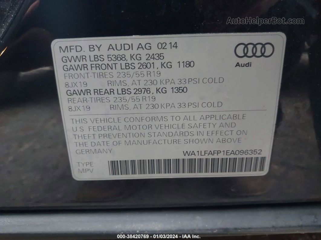 2014 Audi Q5 2.0t Premium Черный vin: WA1LFAFP1EA096352