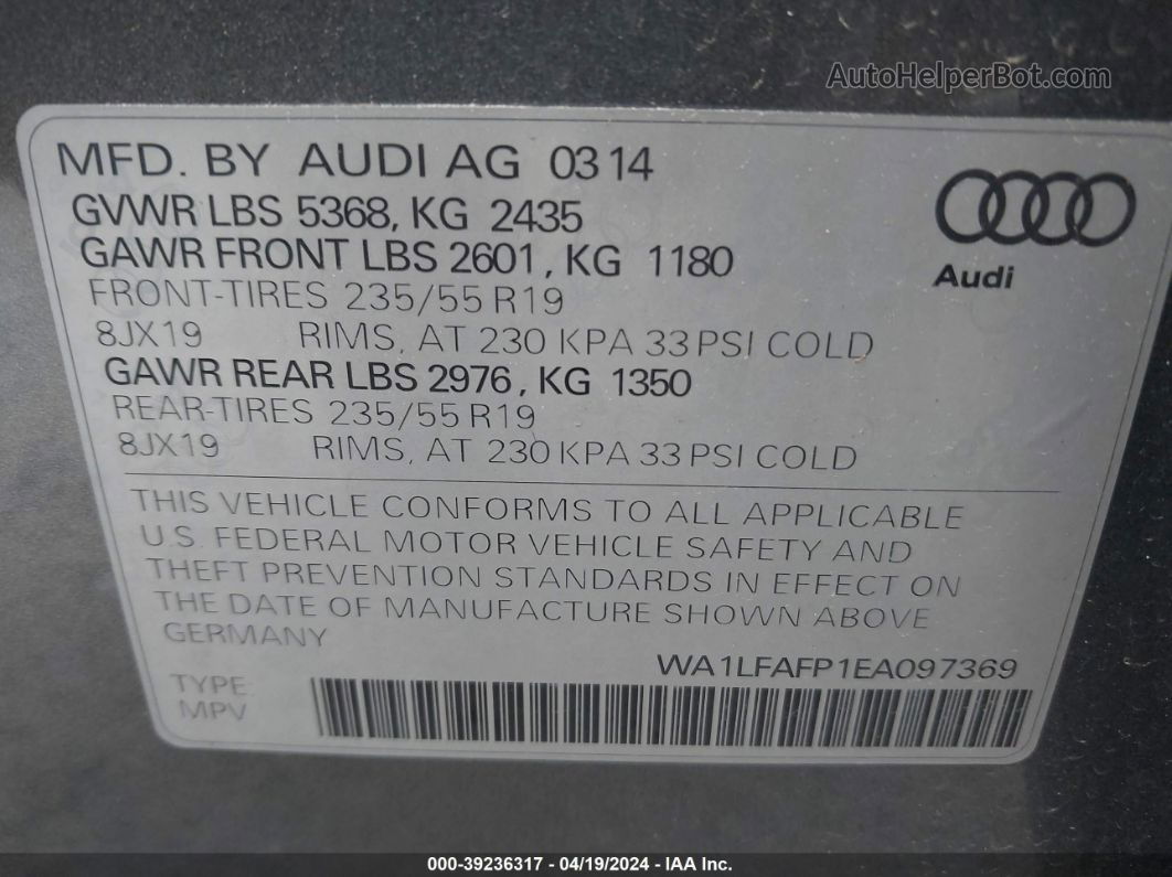 2014 Audi Q5 2.0t Premium Light Blue vin: WA1LFAFP1EA097369