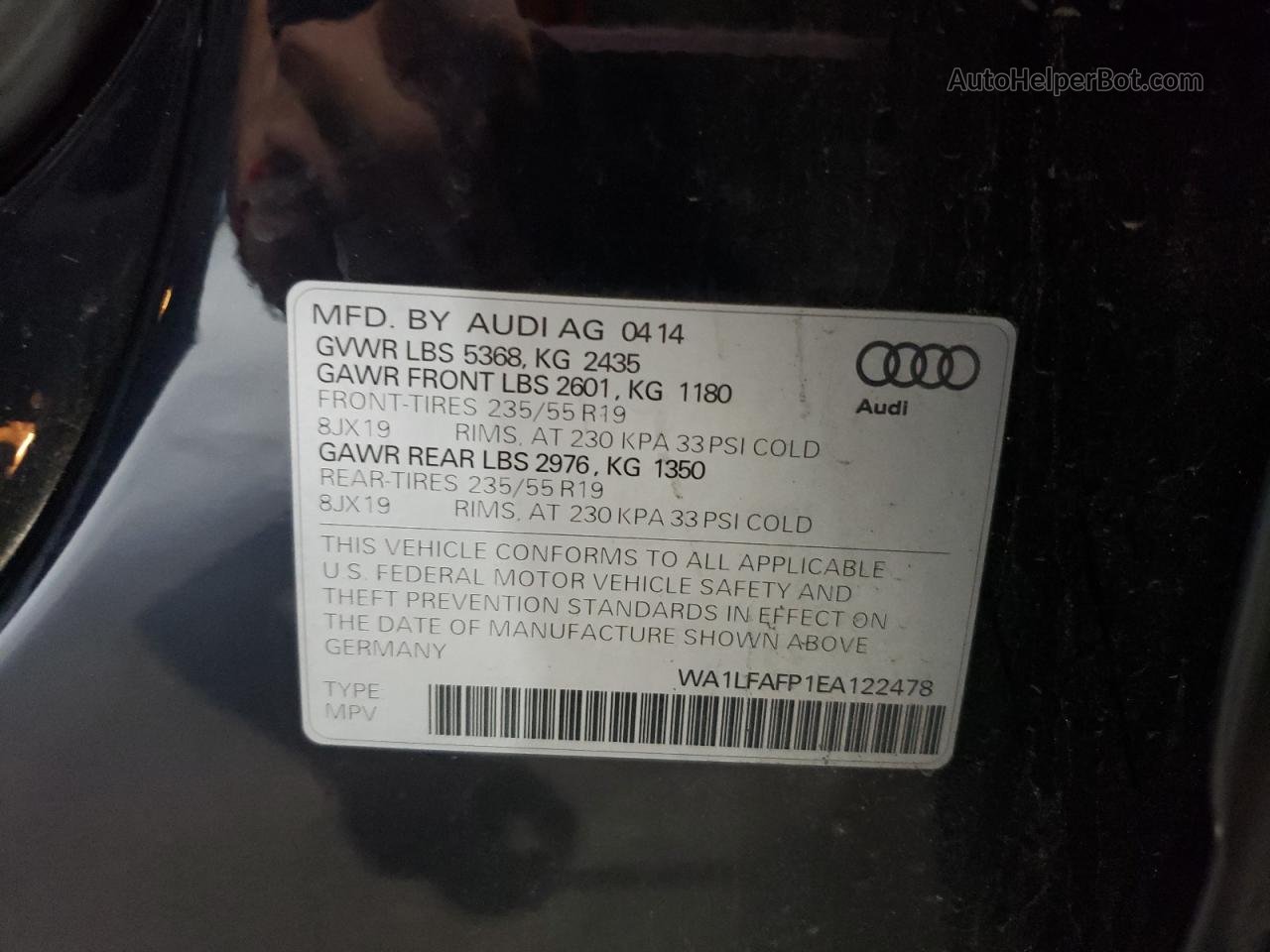 2014 Audi Q5 Premium Plus Blue vin: WA1LFAFP1EA122478