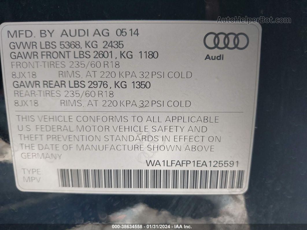 2014 Audi Q5 2.0t Premium Black vin: WA1LFAFP1EA125591