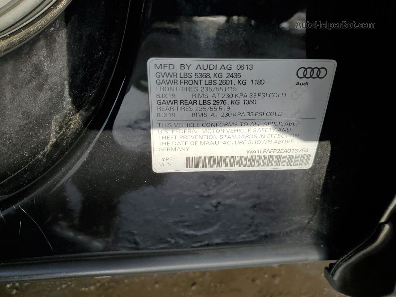 2014 Audi Q5 Premium Plus Black vin: WA1LFAFP2EA013754