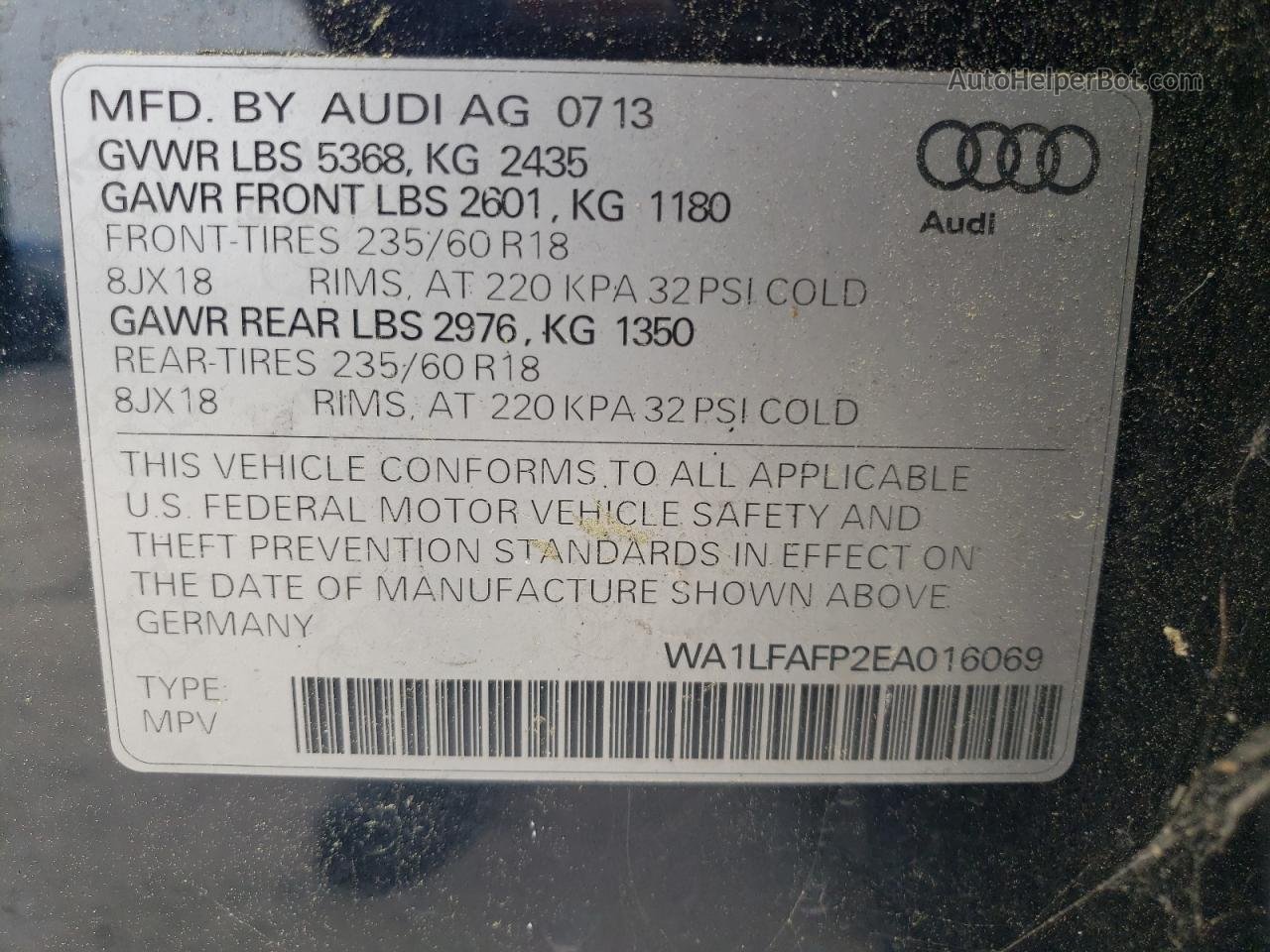 2014 Audi Q5 Premium Plus Черный vin: WA1LFAFP2EA016069
