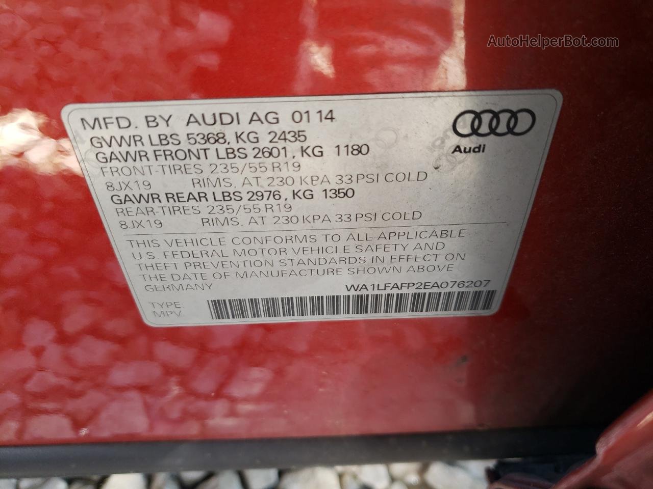 2014 Audi Q5 Premium Plus Red vin: WA1LFAFP2EA076207