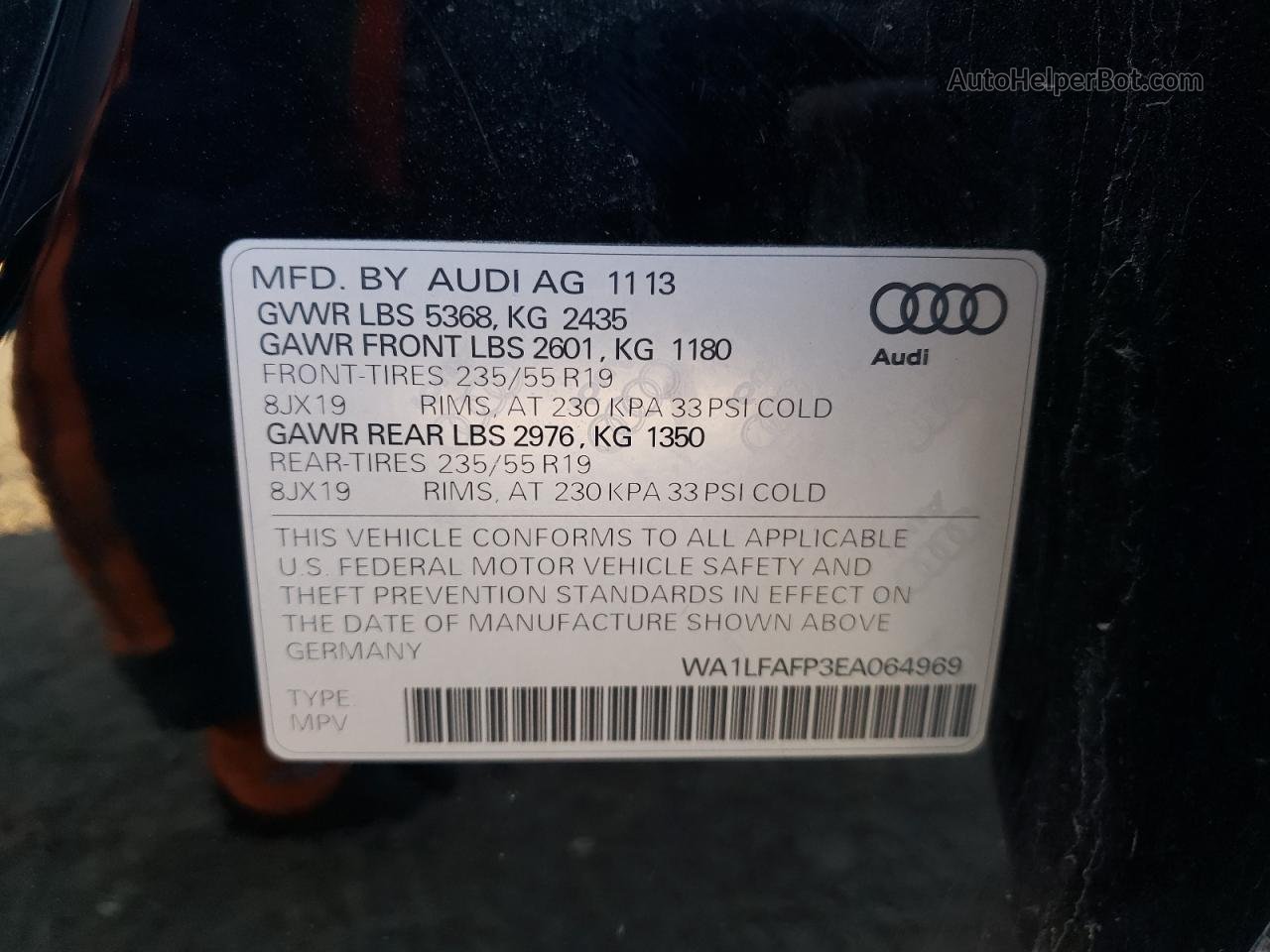 2014 Audi Q5 Premium Plus Black vin: WA1LFAFP3EA064969