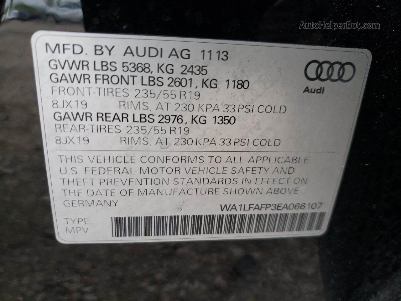 2014 Audi Q5 Premium Plus Черный vin: WA1LFAFP3EA066107