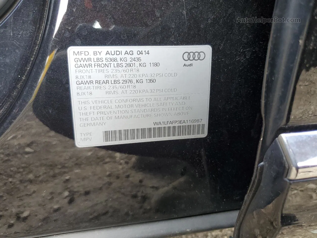 2014 Audi Q5 Premium Plus Black vin: WA1LFAFP3EA116987