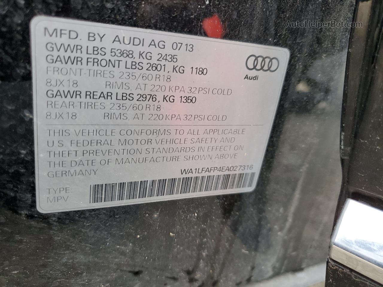 2014 Audi Q5 Premium Plus Черный vin: WA1LFAFP4EA027316