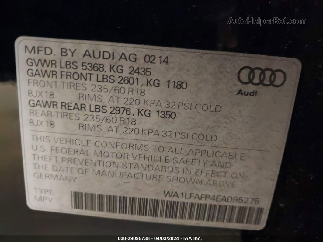 2014 Audi Q5 2.0t Premium Black vin: WA1LFAFP4EA095275