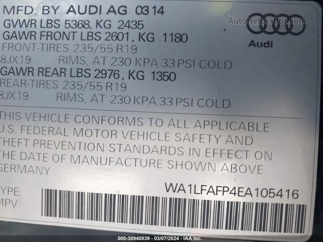 2014 Audi Q5 2.0t Premium Черный vin: WA1LFAFP4EA105416
