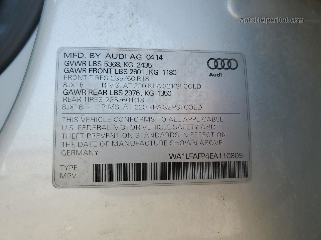 2014 Audi Q5 Premium Plus Silver vin: WA1LFAFP4EA110809