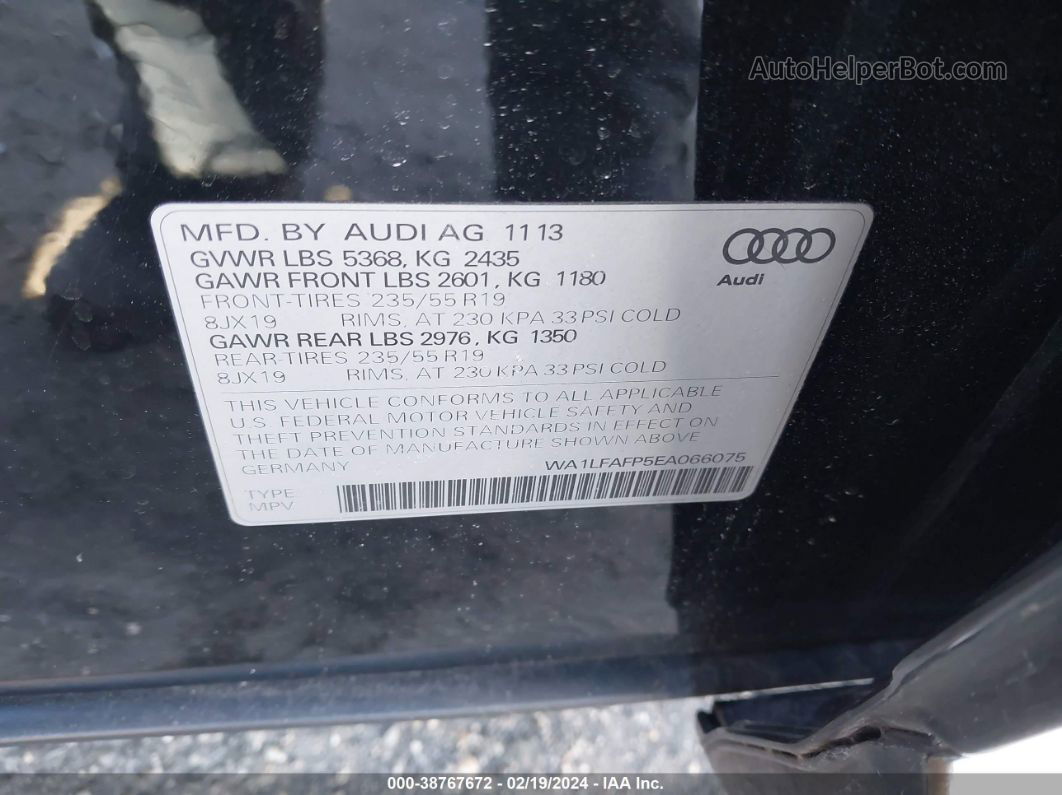 2014 Audi Q5 2.0t Premium Черный vin: WA1LFAFP5EA066075