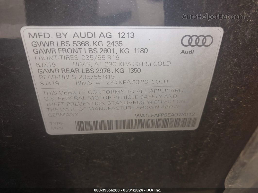 2014 Audi Q5 2.0t Premium Black vin: WA1LFAFP5EA073012