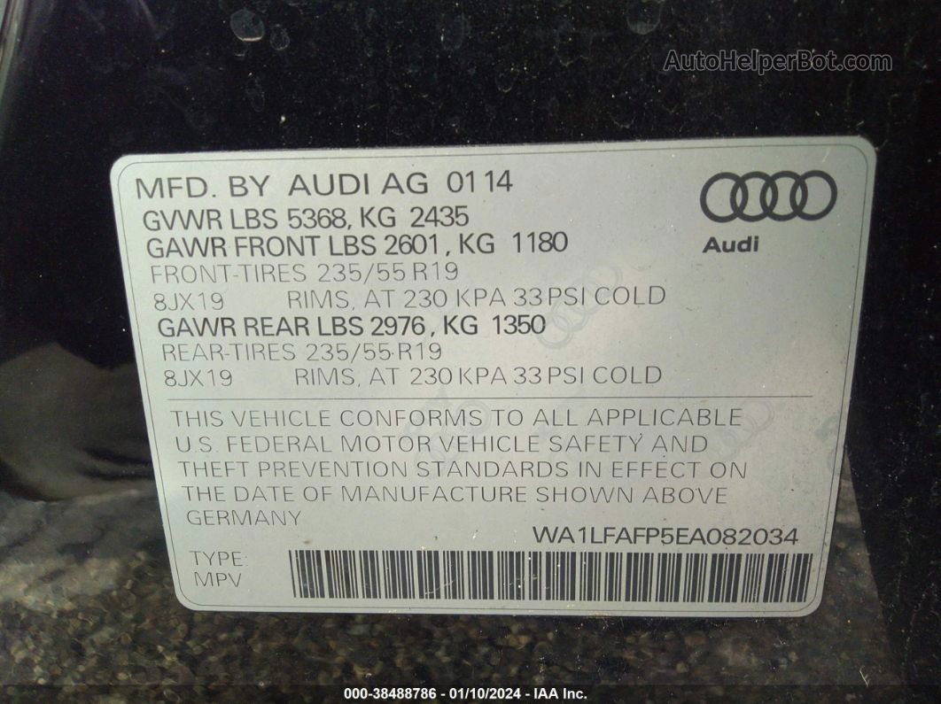 2014 Audi Q5 2.0t Premium Black vin: WA1LFAFP5EA082034