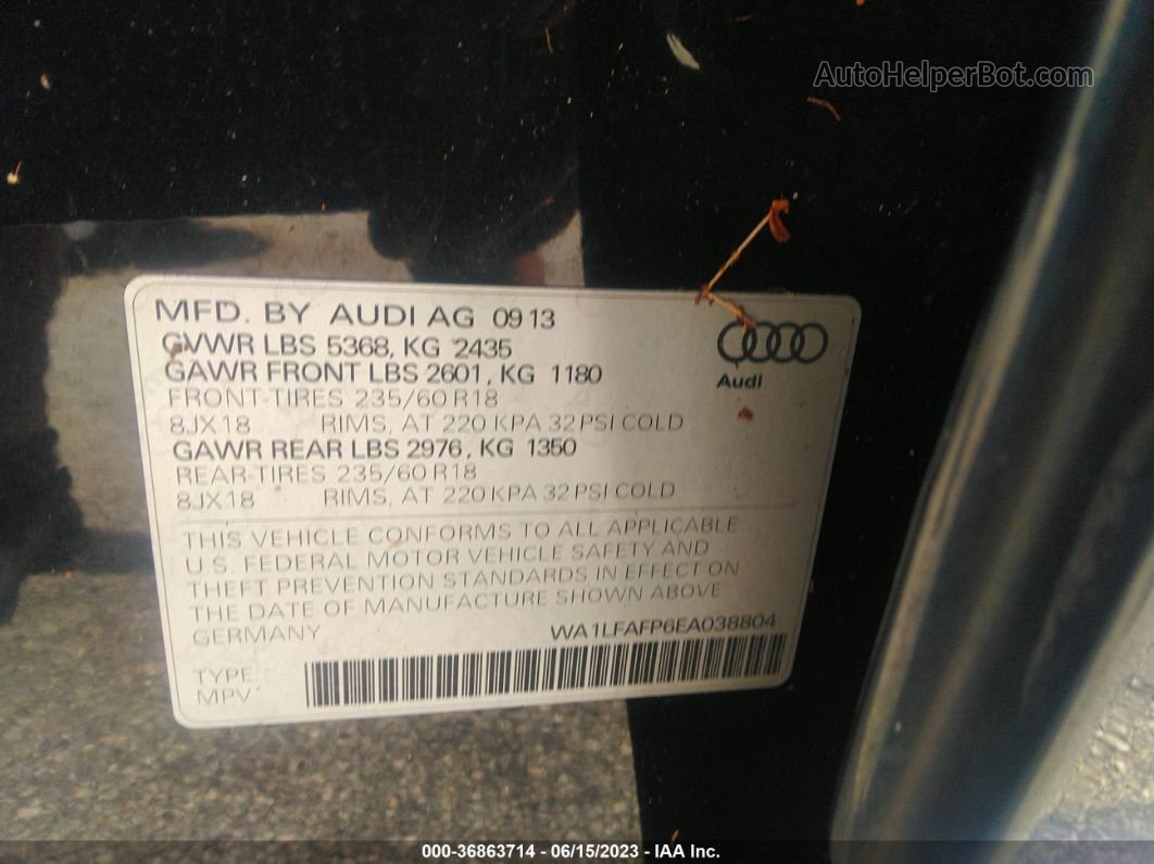 2014 Audi Q5 Premium Plus Blue vin: WA1LFAFP6EA038804