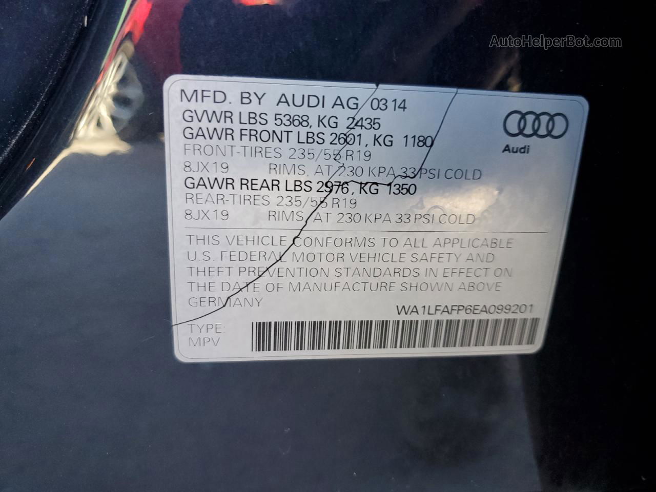 2014 Audi Q5 Premium Plus Black vin: WA1LFAFP6EA099201