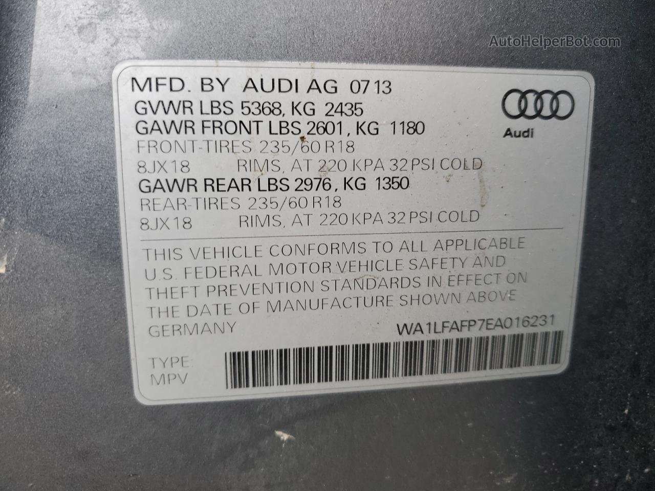2014 Audi Q5 Premium Plus Gray vin: WA1LFAFP7EA016231