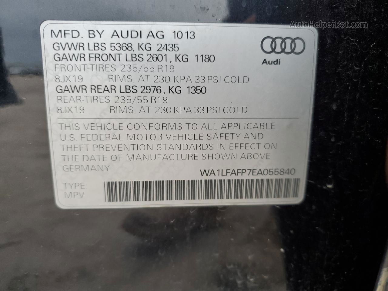 2014 Audi Q5 Premium Plus Blue vin: WA1LFAFP7EA055840