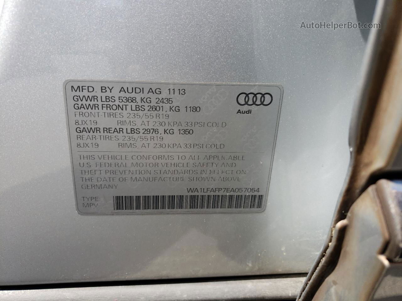 2014 Audi Q5 Premium Plus Silver vin: WA1LFAFP7EA057054