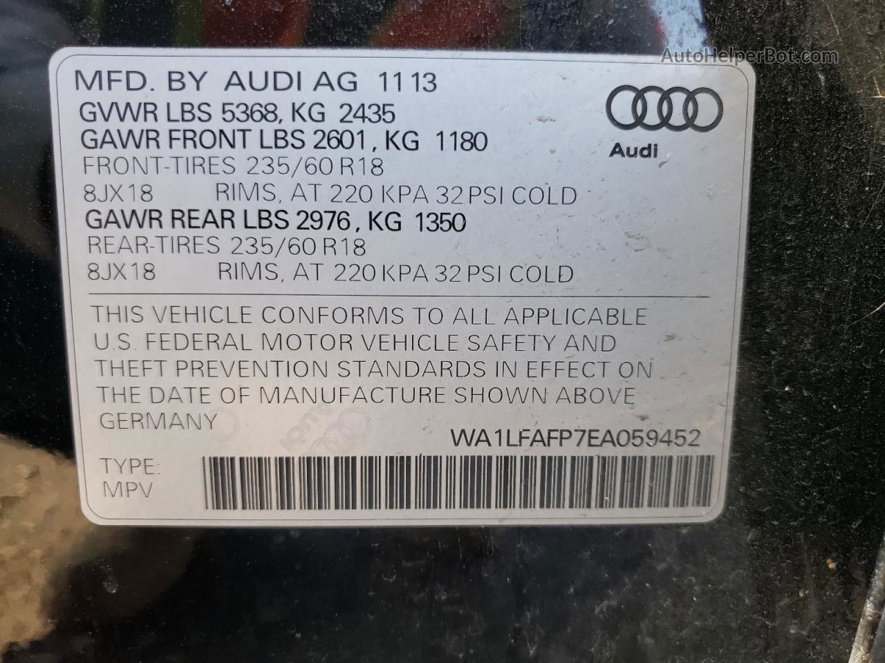 2014 Audi Q5 Premium Plus Black vin: WA1LFAFP7EA059452