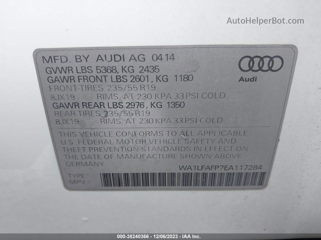 2014 Audi Q5 2.0t Premium Белый vin: WA1LFAFP7EA117284