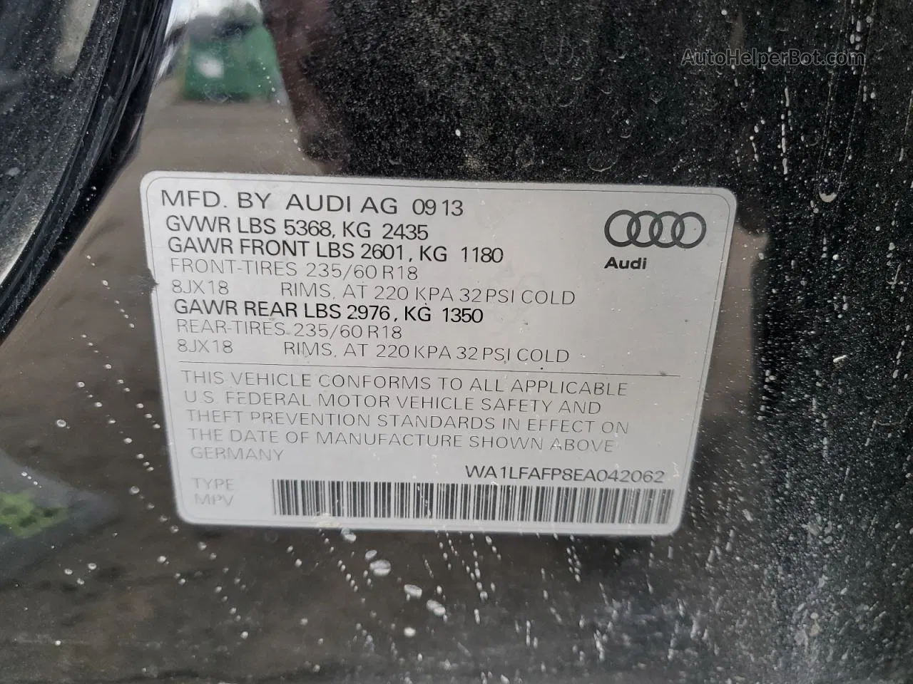 2014 Audi Q5 Premium Plus Black vin: WA1LFAFP8EA042062