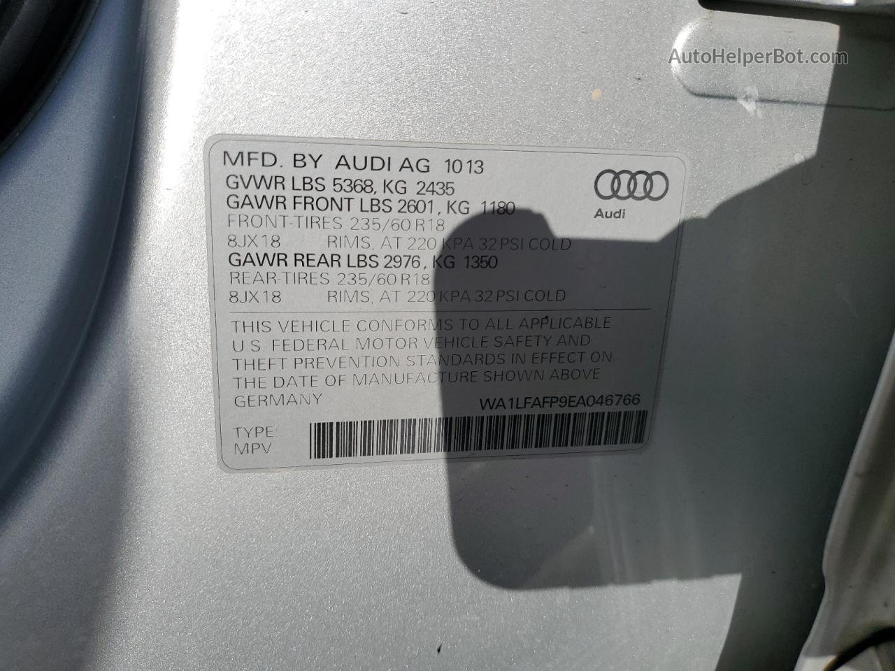 2014 Audi Q5 Premium Plus Серебряный vin: WA1LFAFP9EA046766