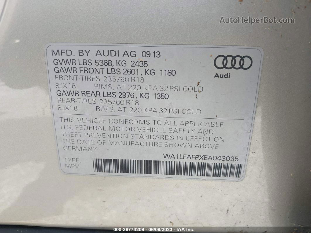 2014 Audi Q5 Premium Plus Белый vin: WA1LFAFPXEA043035