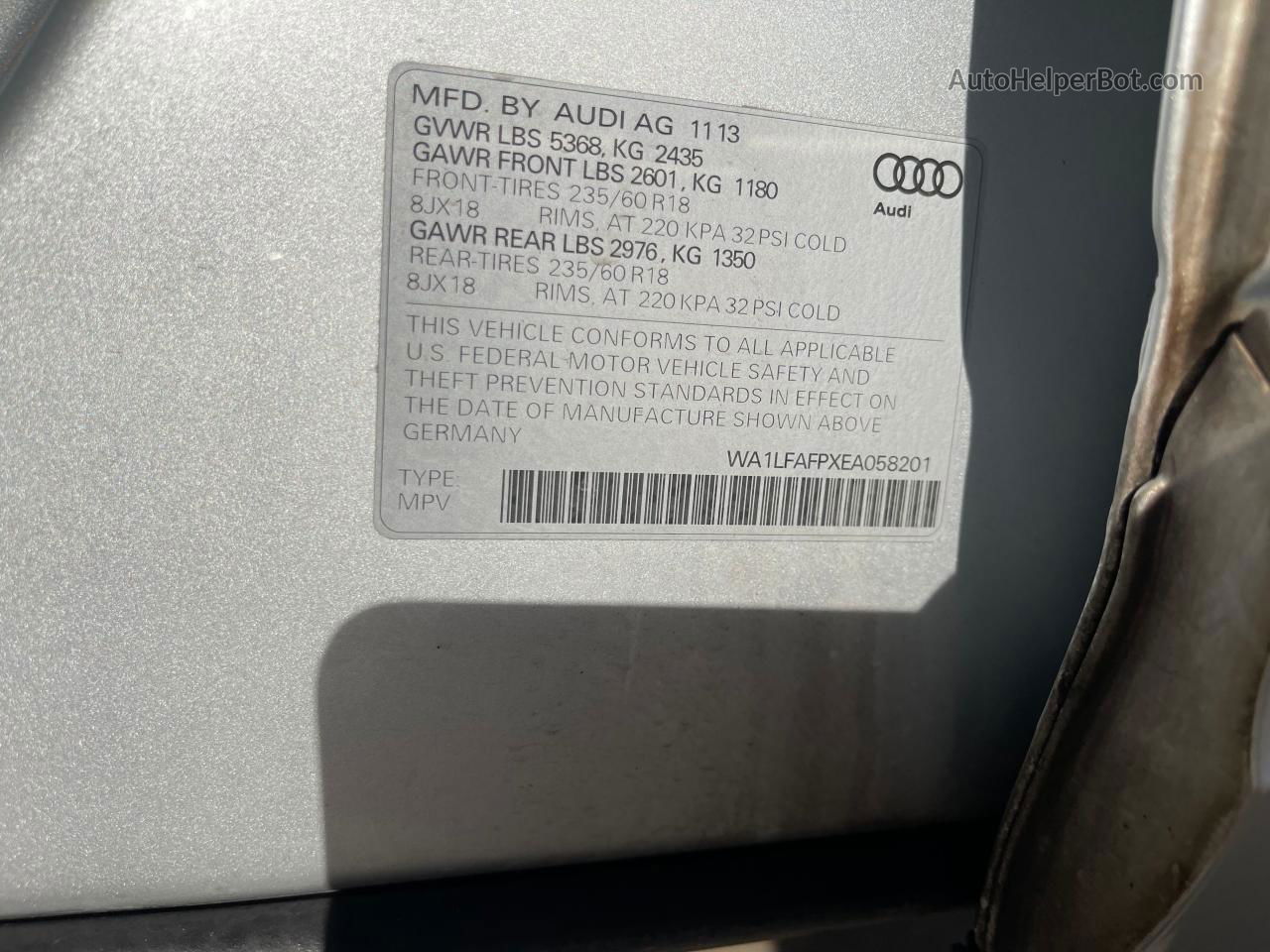 2014 Audi Q5 Premium Plus Silver vin: WA1LFAFPXEA058201