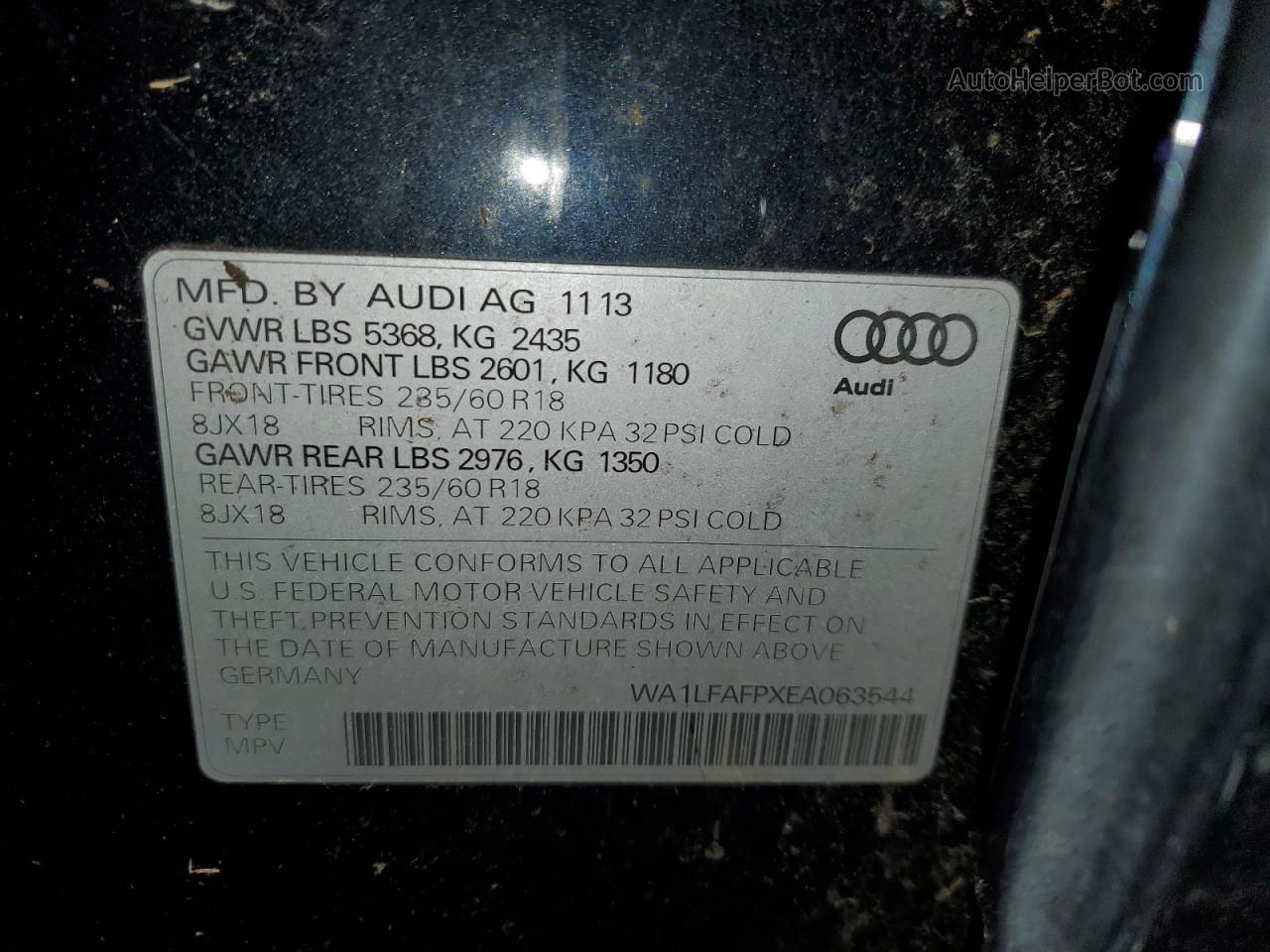 2014 Audi Q5 Premium Plus Синий vin: WA1LFAFPXEA063544