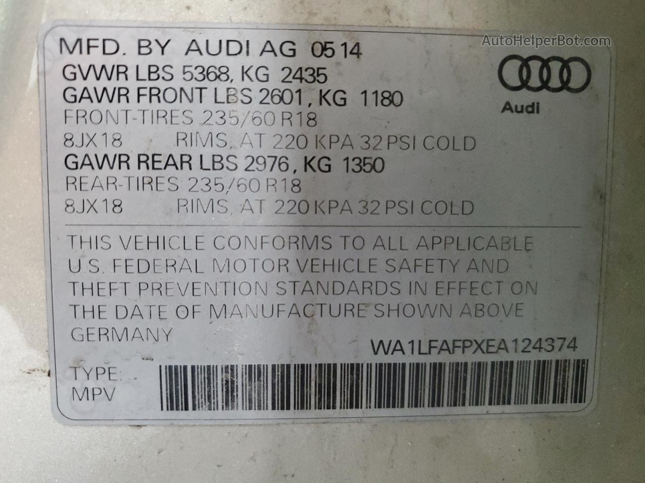2014 Audi Q5 Premium Plus Silver vin: WA1LFAFPXEA124374