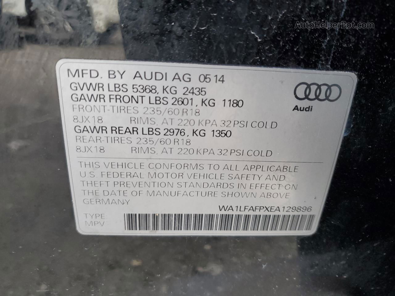 2014 Audi Q5 Premium Plus Black vin: WA1LFAFPXEA129896