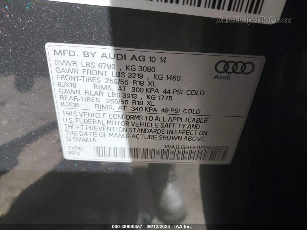 2015 Audi Q7 3.0t Premium Gray vin: WA1LGAFE0FD009973