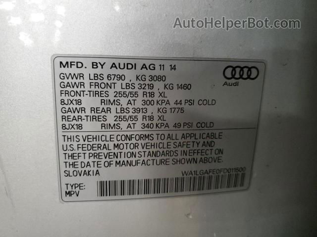 2015 Audi Q7 Premium Plus Silver vin: WA1LGAFE0FD011500