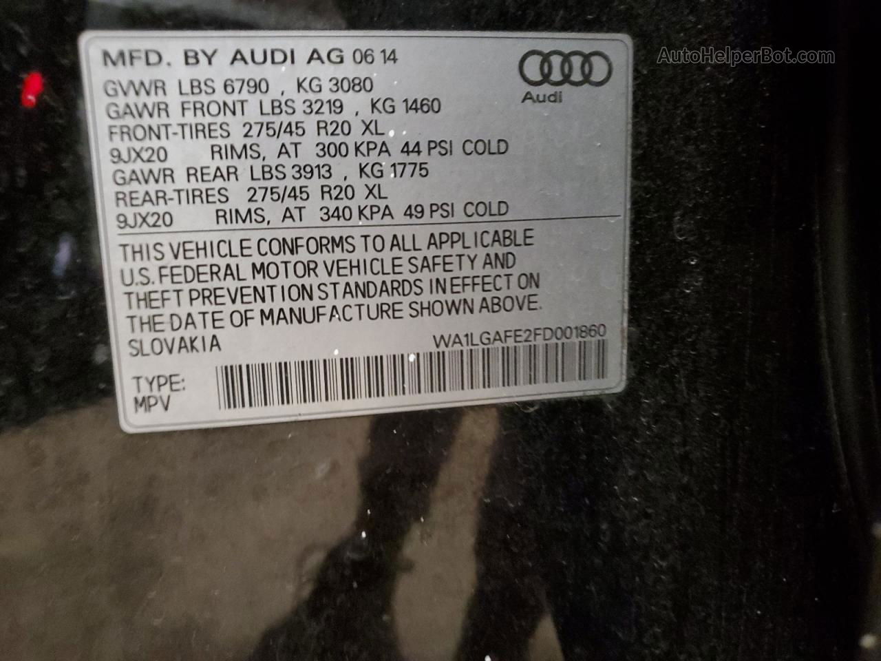 2015 Audi Q7 Premium Plus Черный vin: WA1LGAFE2FD001860