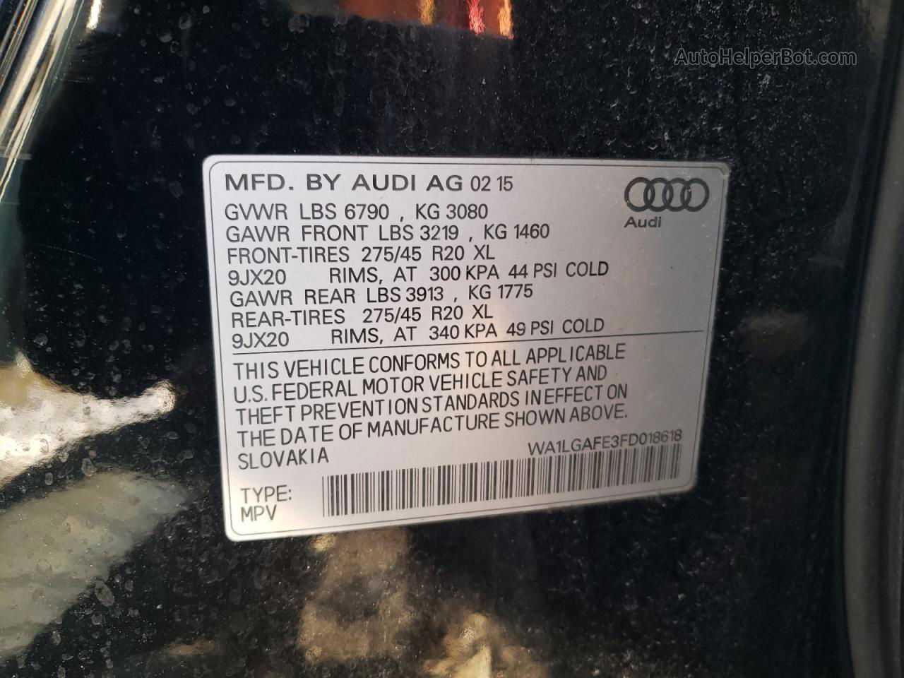 2015 Audi Q7 Premium Plus Black vin: WA1LGAFE3FD018618