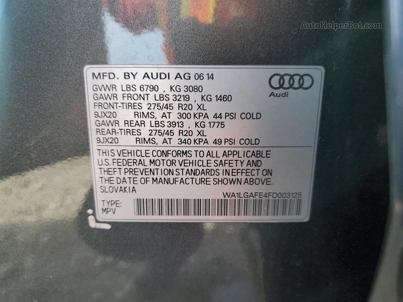 2015 Audi Q7 Premium Plus Charcoal vin: WA1LGAFE4FD003125