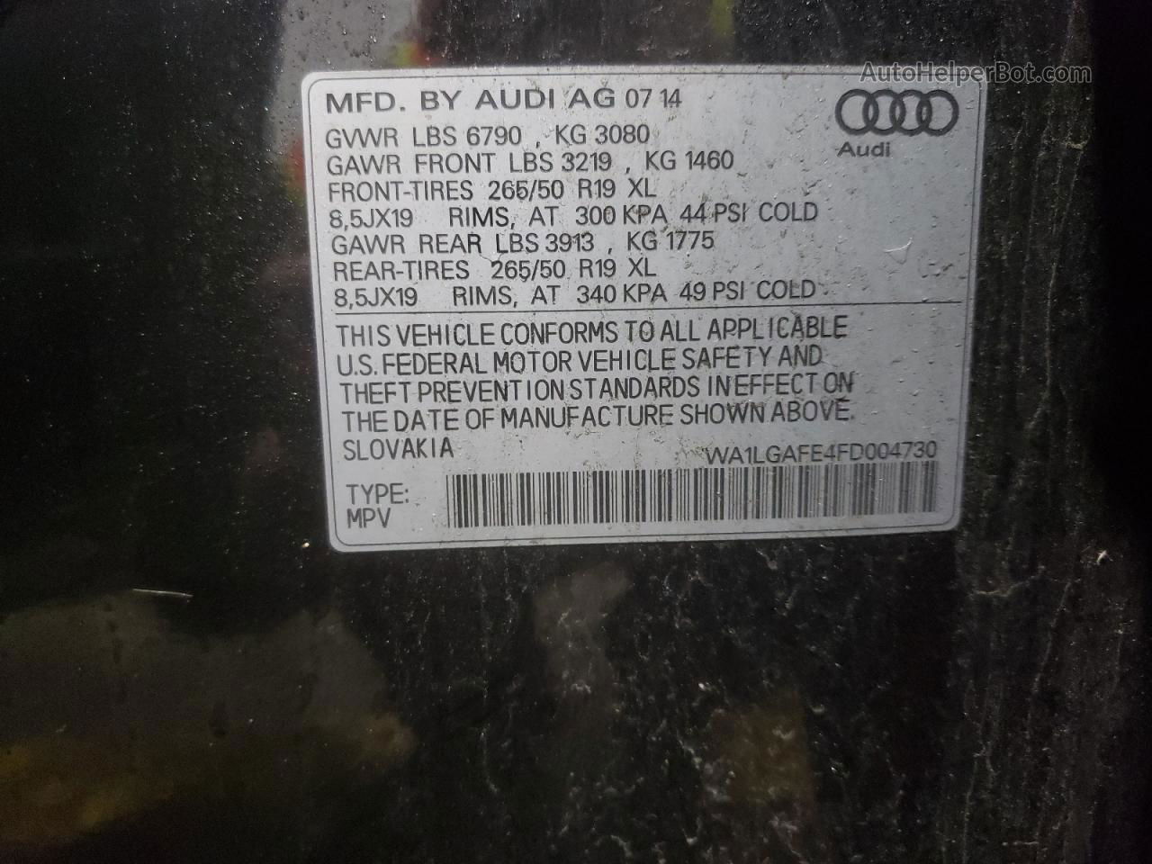 2015 Audi Q7 Premium Plus Black vin: WA1LGAFE4FD004730
