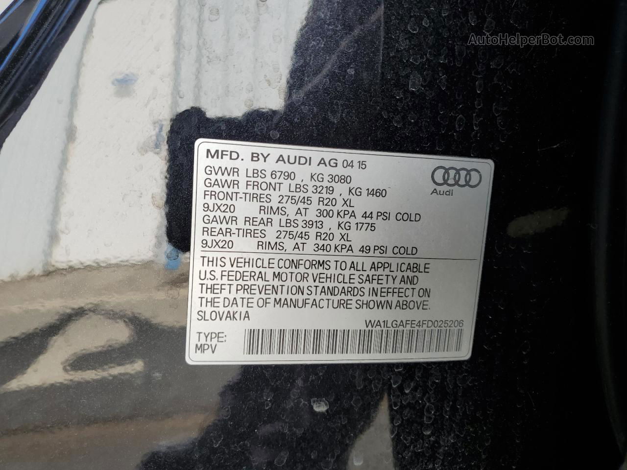 2015 Audi Q7 Premium Plus Black vin: WA1LGAFE4FD025206