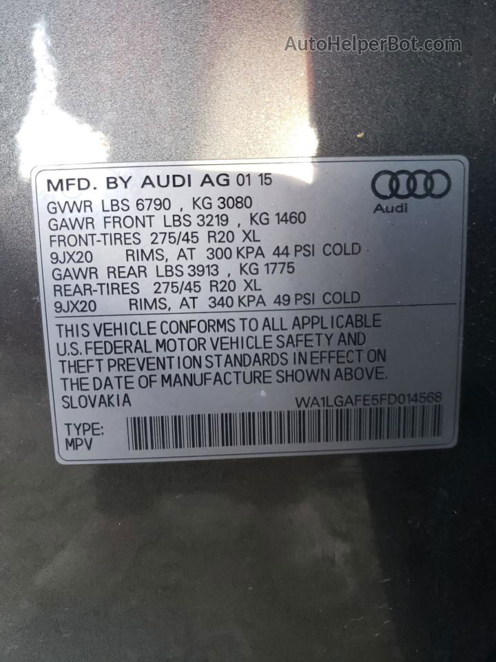 2015 Audi Q7 Premium Plus Gray vin: WA1LGAFE5FD014568