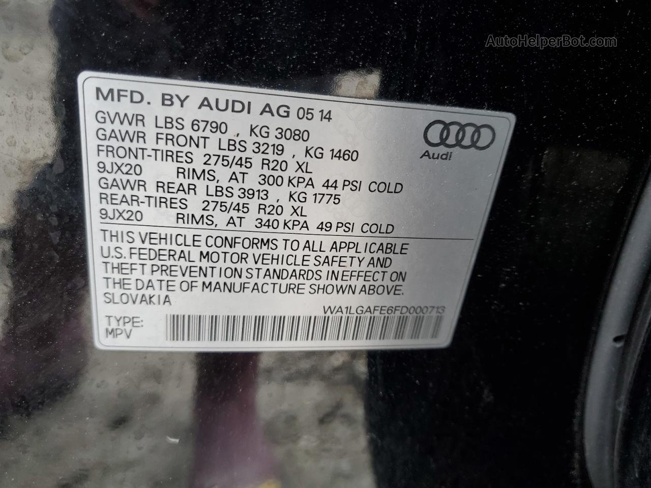 2015 Audi Q7 Premium Plus Черный vin: WA1LGAFE6FD000713