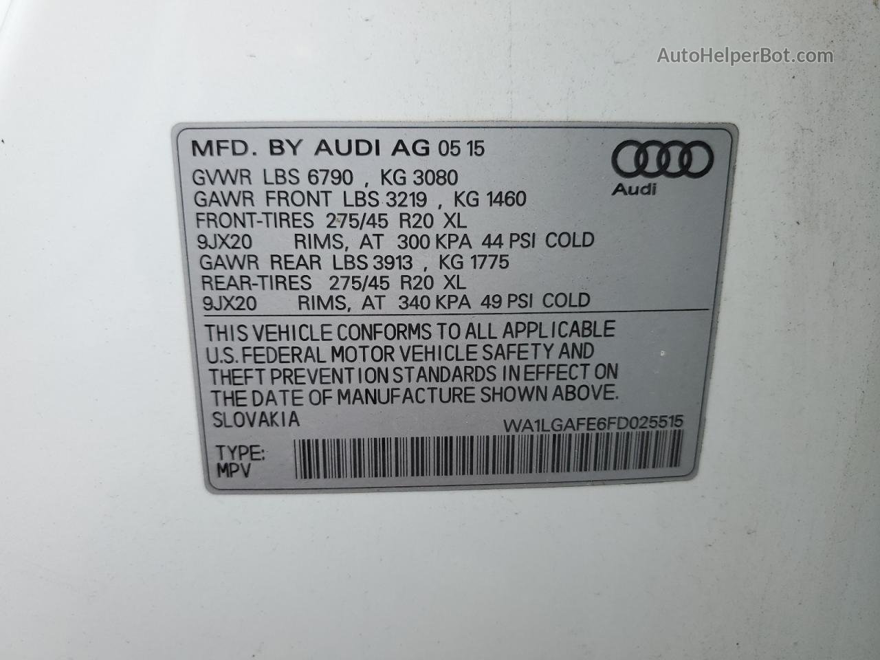 2015 Audi Q7 Premium Plus White vin: WA1LGAFE6FD025515